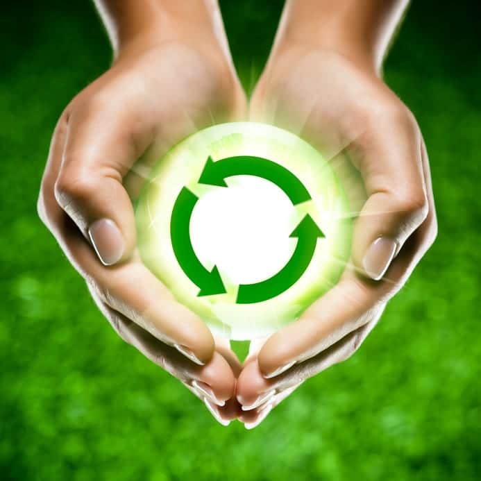 documentshredding Hands holding a recycling symbol