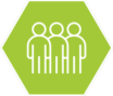 HR icon on a green hexagonal background