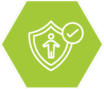 Insurance icon on a green hexagonal background