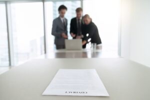 Close up of document, legal persons, parties to contract making